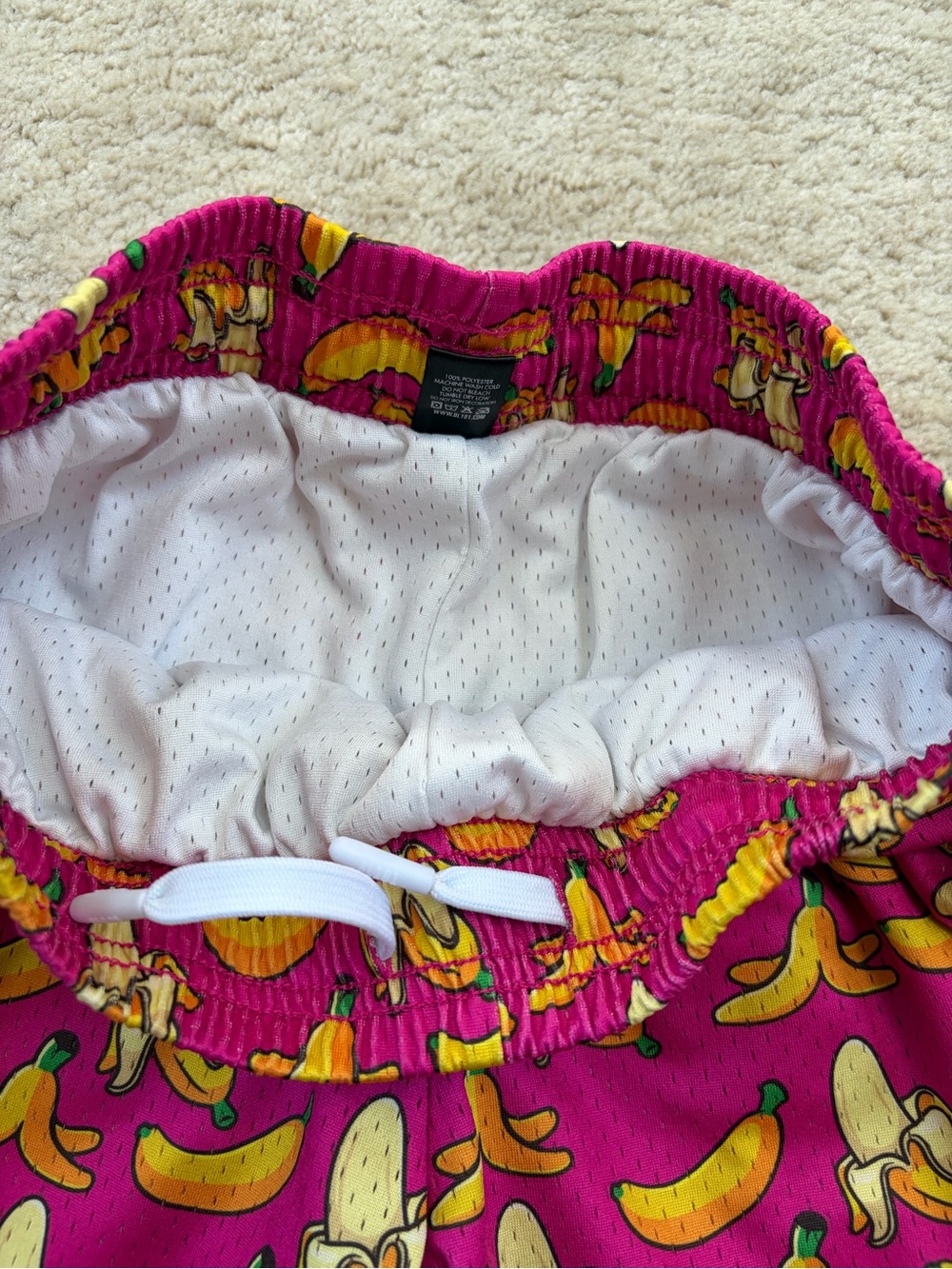 Baseball Lifestyle 101 Size Youth Medium Pink Banana Print Athletic Shorts - Picture 5 of 7